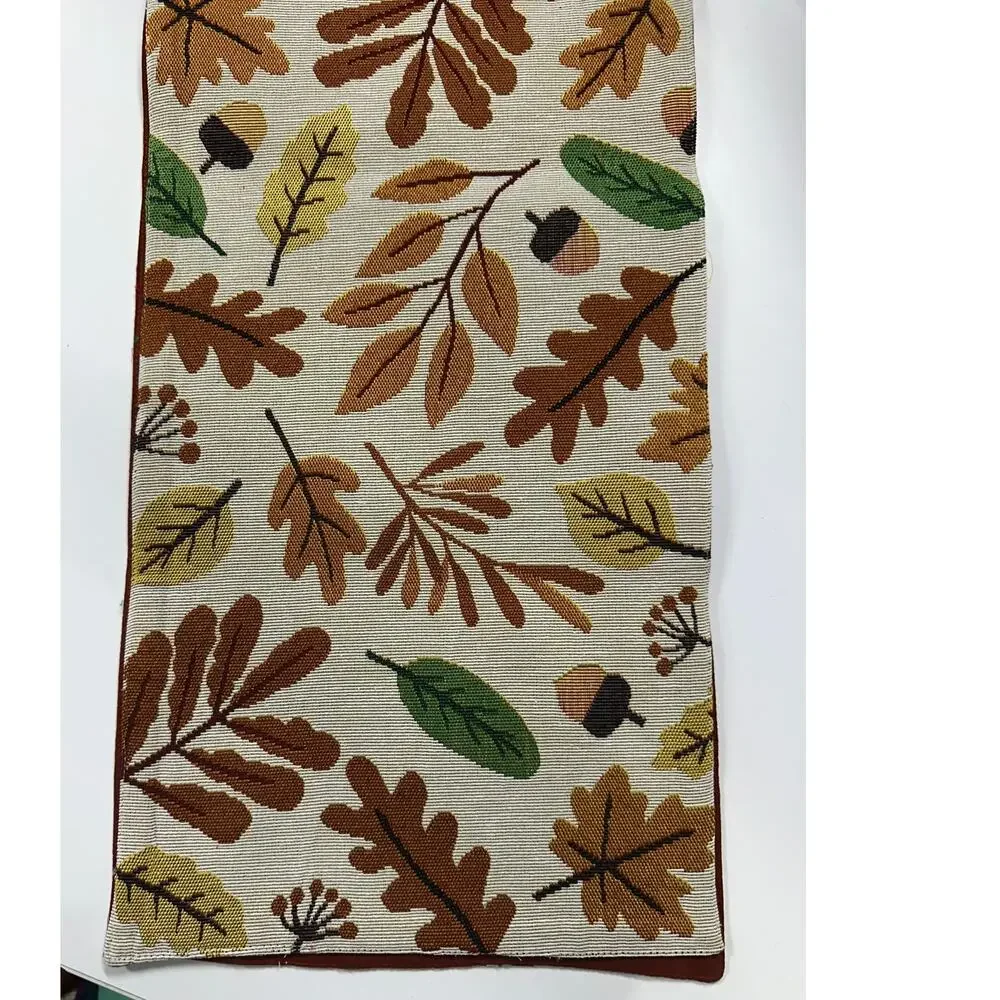 Celebrate Together Fall Leaves Table Runner Rust Red Orange Green